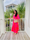 Lava Flow Meara Satin Maxi Dress - Pink-Orange