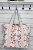 Block Printed Canvas Tote - Flamingo