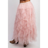Cascading Tulle Mesh Layered Midi Skirt