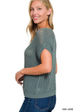 Sara Hollow Knit Sweater- Turquoise