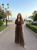 Flutter Sleeve Smocked Waist Italian Jumpsuit