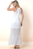 Mabel Mesh Striped Detail Round Neck Maxi Dress