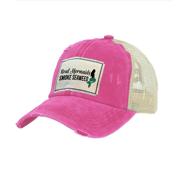 Real Mermaids Smoke Seaweed Vintage Distressed Trucker Adult