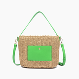 Sunset Straw Bucket Mini Tote Bag: Brown