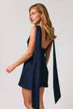 The Selena Scarf Fitted Satin Mini Dress