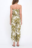 Carrie Leaf Print Strapless Jumpsuit