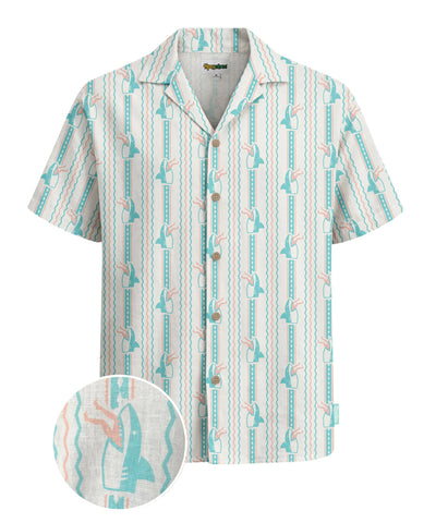 Shark Snack Linen Cabana Shirt - Men's Button Down Shirt: M