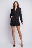 Morticia Pinstriped Woven Blazer Dress - Black