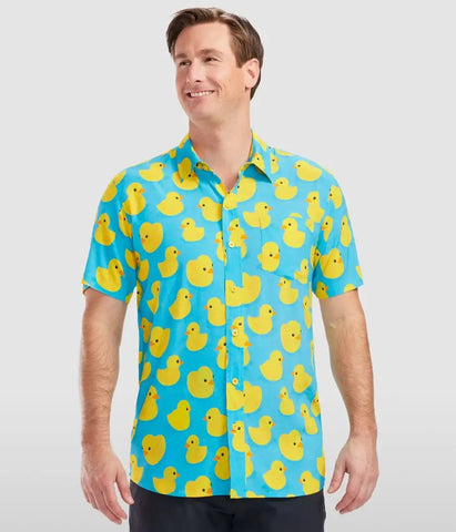 Rubber Ducky Hawaiian Shirt - Men's Fun Vacation Button Down