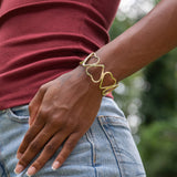 Handcrafted Gold Wire Heart Cuff Bracelet