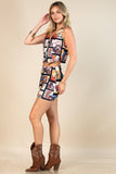 Jill Western Cowboy Stamps Graphic Zipper Skorts