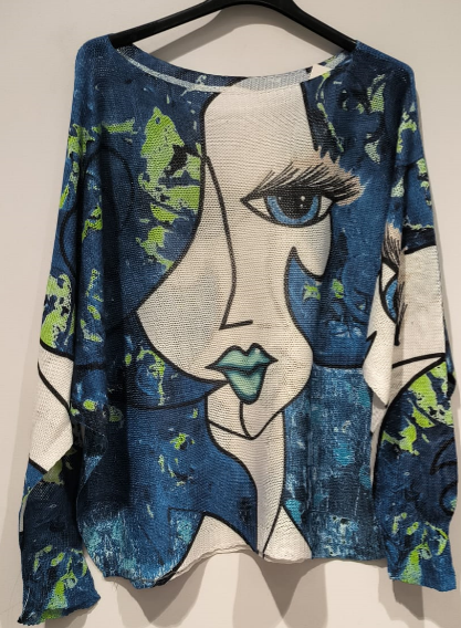 Blue Lady "PICASSO"  Knit Printed Sweater LOOWIE