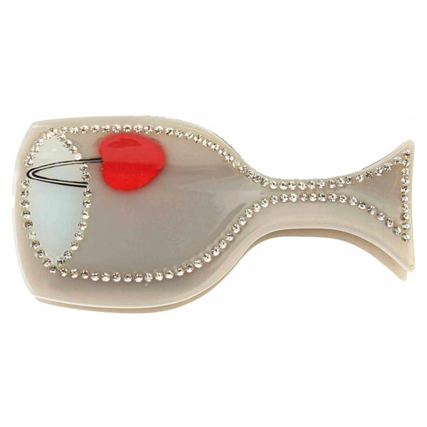 Rhinestone Wine Glass Cherry Hair Clip