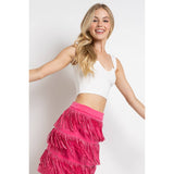 Rhinestone Suede Fringe Skirt