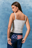 Tank Top with American Flag On Front-Navy