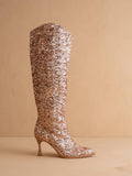 The Jewel Rose Gold | Knee High Sequin Boot