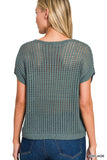 Sara Hollow Knit Sweater- Turquoise