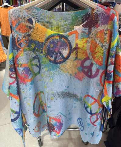 Blue Peace & Love Italian Printed Sweater