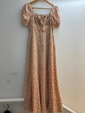 Floral Print Puff Sleeve Midi Dress