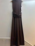 Italian High Neck Solid Ruched Mesh Dress