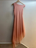 Italian Long Fitted Asymmetrical Neck Mesh Dress