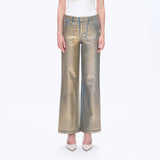 Gold Digger High Rise Gold Foiled Wide Leg Denim