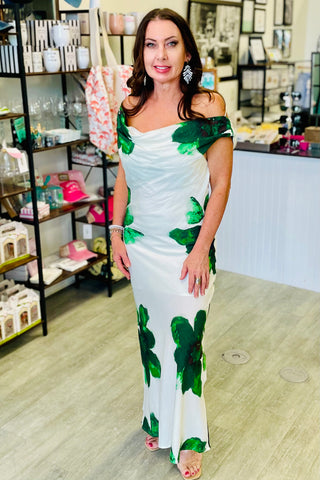 Tropical Floral Burst Sleeveless Maxi Dress - Green