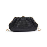 Triana Straw Frame Clutch - Black