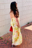Q2 Tropical Print Jumpsuit - Yellow