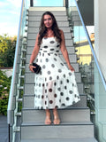 Italian Strapless Tulle Polka Dot Midi Dress