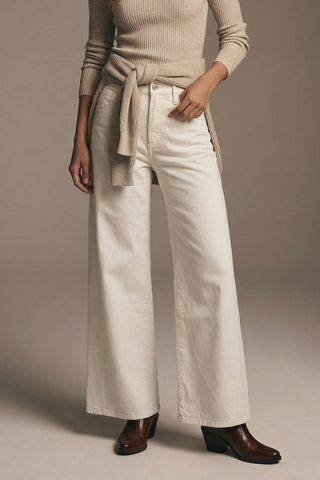 Q2 Extra Wide Leg Trousers - Cream