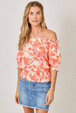 Mystree Double Gauze Printed On and Off Shoulder Top