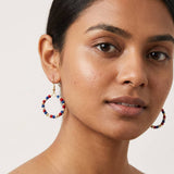 Aasha Patriotic Small Bead Hoop Kantha Handcrafted Earrings