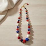 Aasha Cascade Patriotic Kantha & Handcrafted Necklace