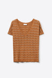The Q2 Zigzag V-Neck Knit Sweater with Dropped Sleeves- Brown