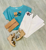 Mystree Crochet Weave Pullover - Seafoam