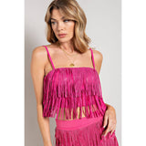 Rhinestone Suede Fringe Tank Top
