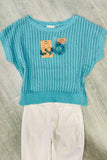 Mystree Crochet Weave Pullover - Seafoam