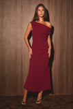Marli Asymmetrical Shoulder Midi Dress