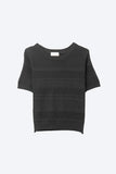 The Q2 Textured Stripe Knit Sweater- Black