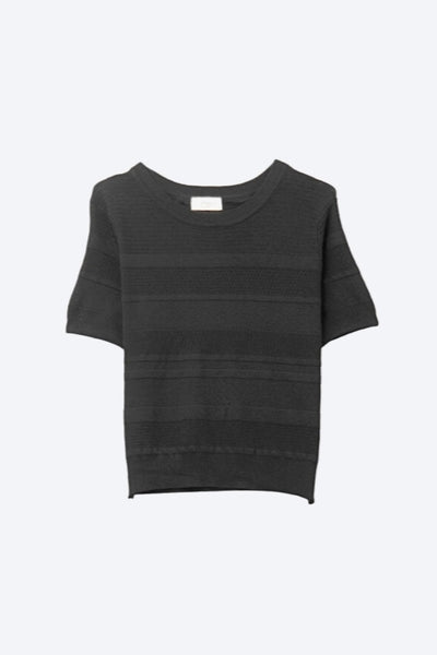 The Q2 Textured Stripe Knit Sweater- Black
