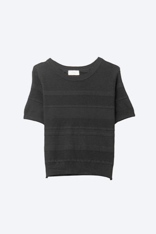 The Q2 Textured Stripe Knit Sweater- Black