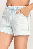 Petra High Rise Patch Pocket Shorts with Frayed Hem