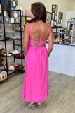The Q2 Embroidered Dress - Fuchsia