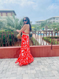 Sweet Chili Solita Halter Maxi Dress - Red & White