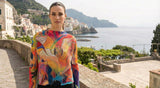 Abstract Round Knit Print Sweater- Multi