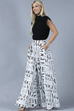 Vogue White Print Palazzo Pants - Off White