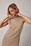 FINAL SALE Recycled Yarn Turtleneck Sleeveless Sweater Dress - Mocha