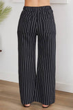 Venti6 Chambray Drawstring Pinstripe Wide Leg Pants