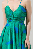 Morgany Floral Cerese Flare Mini Dress- Green Multi